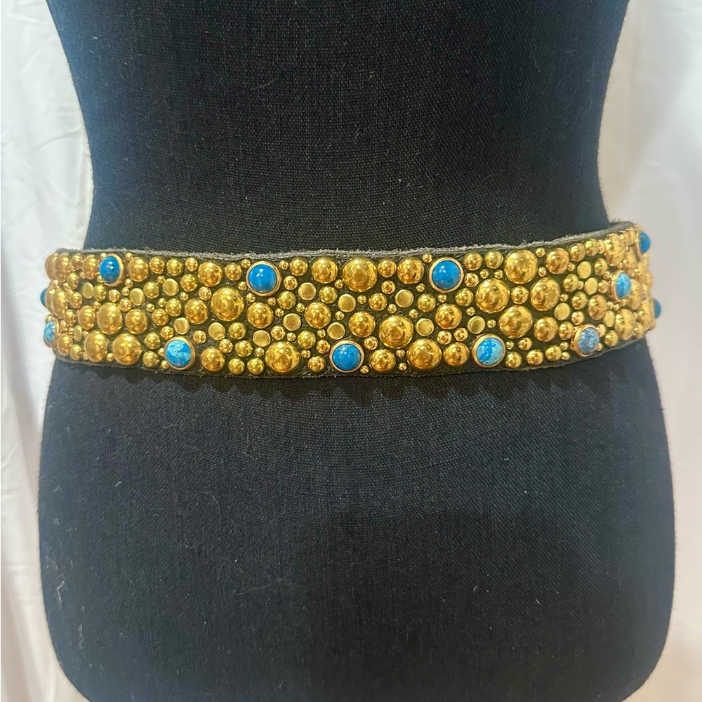 Genuine Turquoise and Brass Studded Belt - Picture 3 of 3